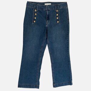 Womens 16 Denim Hi-Rise Gold Button Straight Ankle Leg Casual PLUS Stretch Jeans